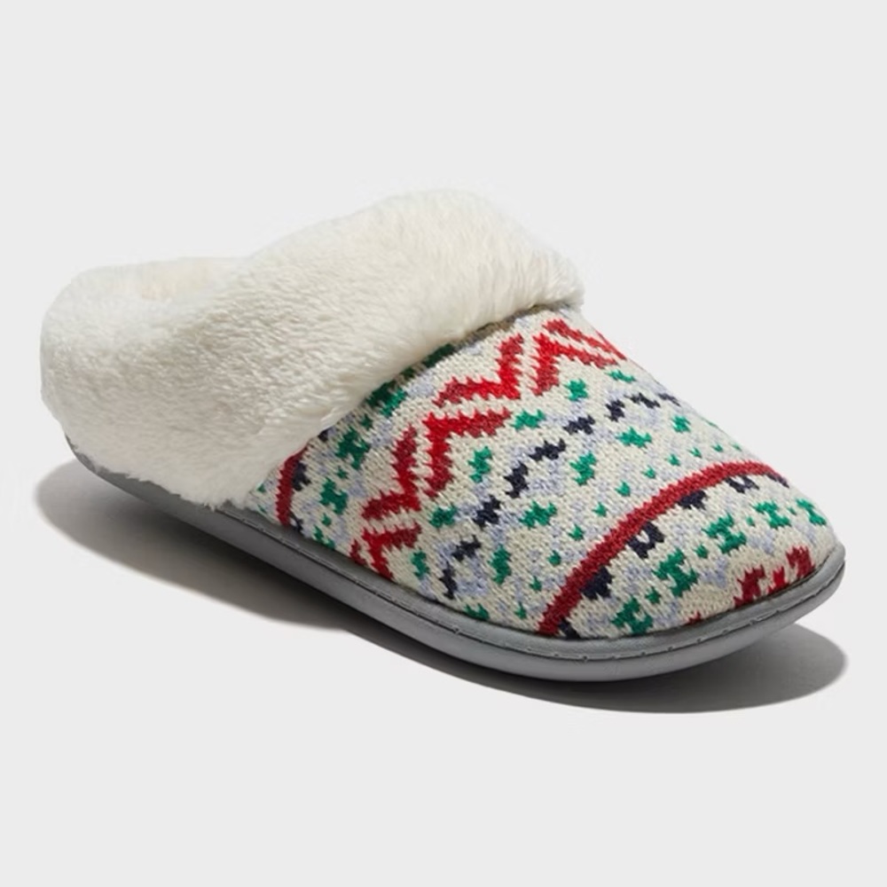dluxe by dearfoams Women's Carol Chunky Knit Clog Slippers - Ivory nwt